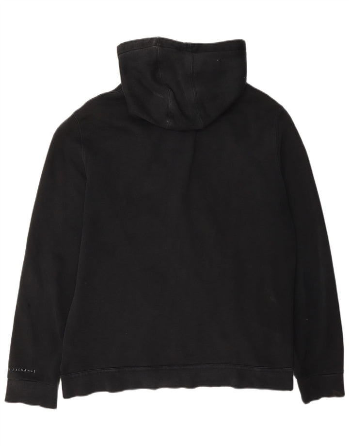 Armani Herren-Kapuzenpullover mit Reißverschluss, groß, schwarze Baumwolle
