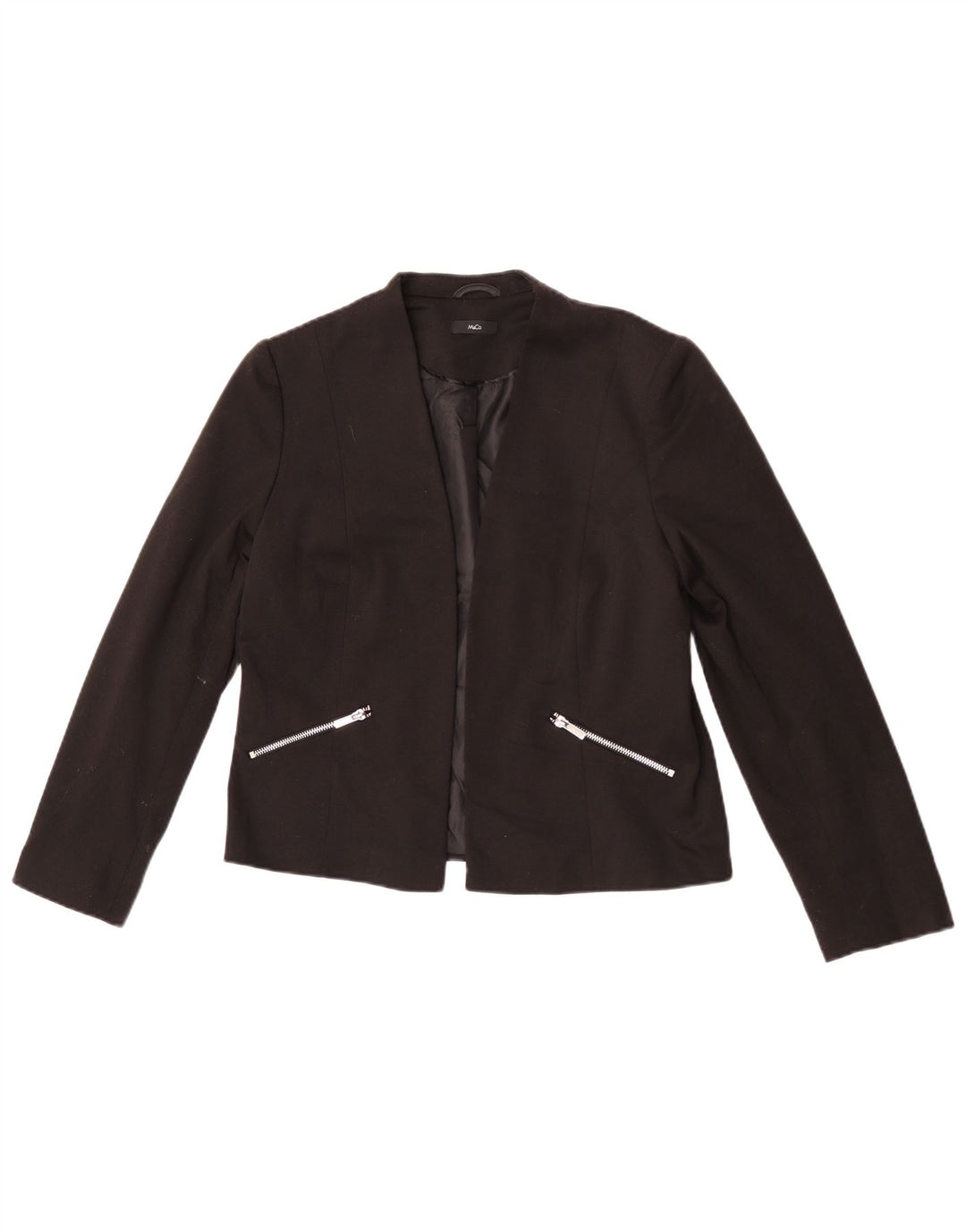 M&Co Womens Open Blazer Jacke UK 12 Mittelschwarzes Polyester