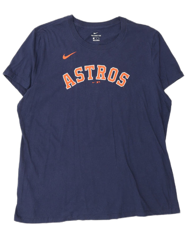 Nike Herren Houston Astons Grafik-T-Shirt-Oberteil XL aus marineblauer Baumwolle
