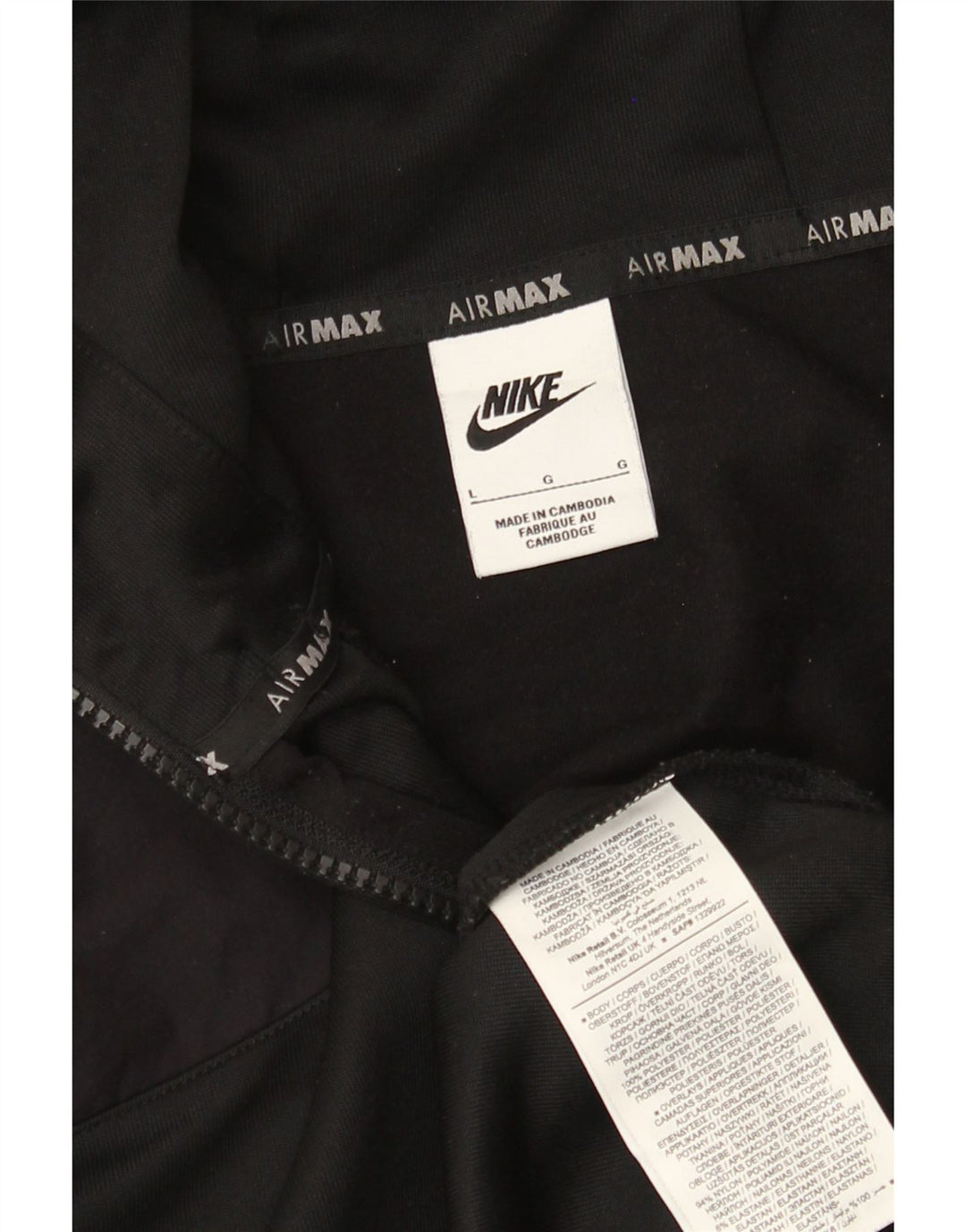 Nike Herren-Kapuzenpullover mit grafischem Reißverschluss, groß, aus schwarzem Polyester