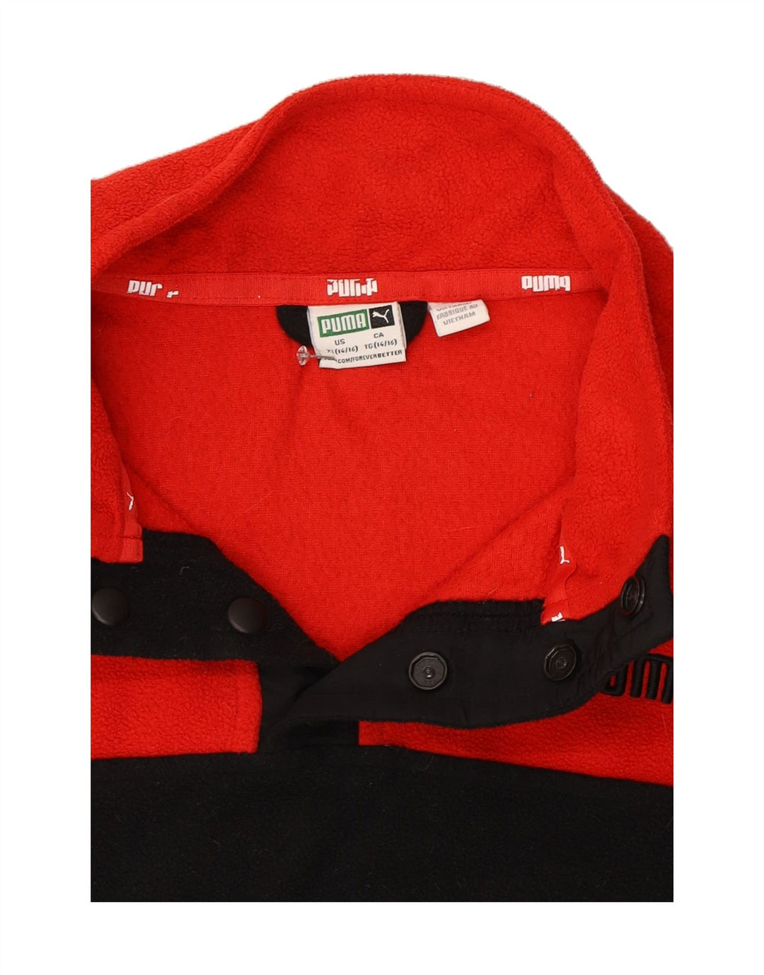 PUMA Boys Button Neck Fleece Jumper 14-15 Years Black Colourblock Vintage Puma and Second-Hand Puma from Messina Hembry 