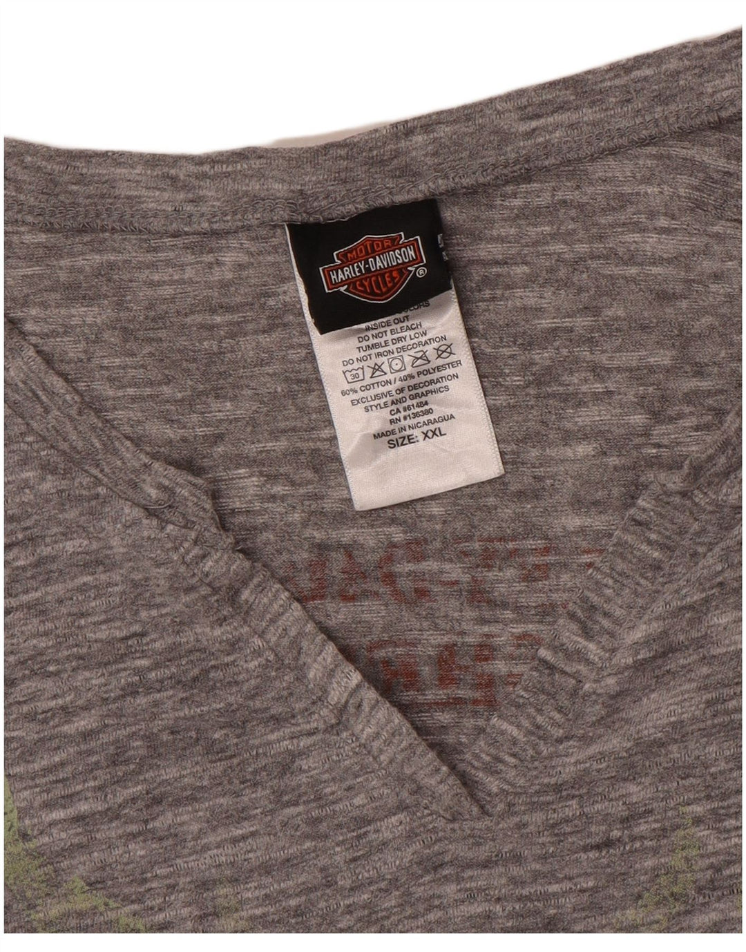 Harley Davidson Herren Grafik-Oberteil, langärmelig, 2XL, grau meliert, Baumwolle