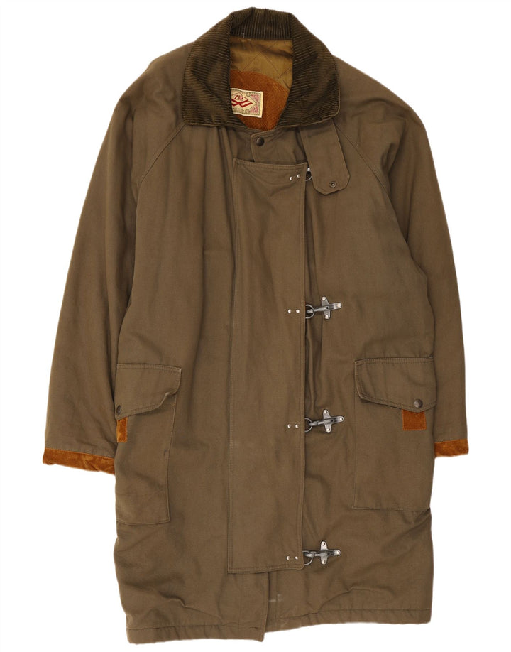 Zip Damen Übergroßer Dufflecoat UK 18 XL Khaki Baumwolle
