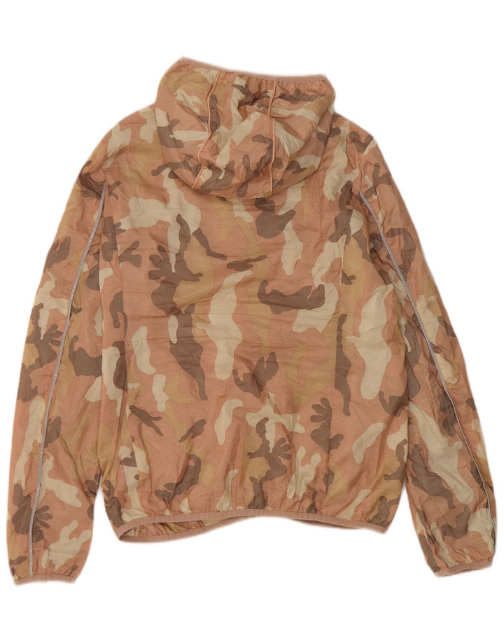 NAPAPIJRI Damen-Regenjacke mit Kapuze, UK 16, Größe L, rosafarbenes Camouflage-Polyester
