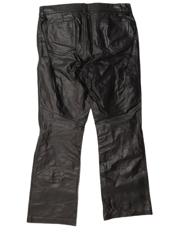 Vintage Damen Lederhose UK 16 Large W34 L32 Schwarz