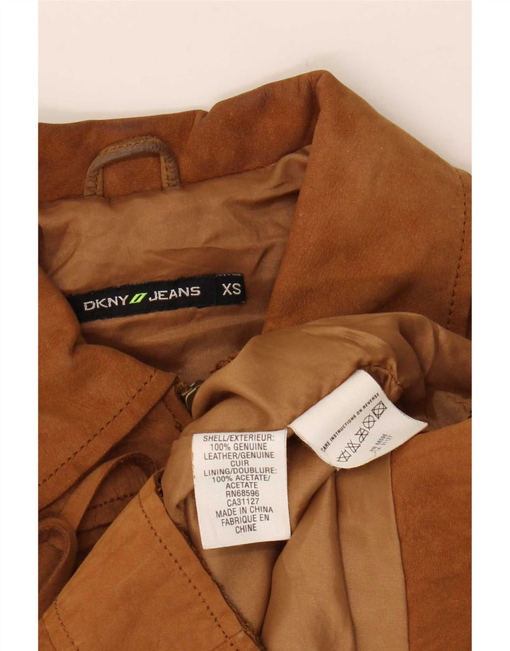 Dkny Damen Crop Wildlederjacke UK 6 XS Beige Leder
