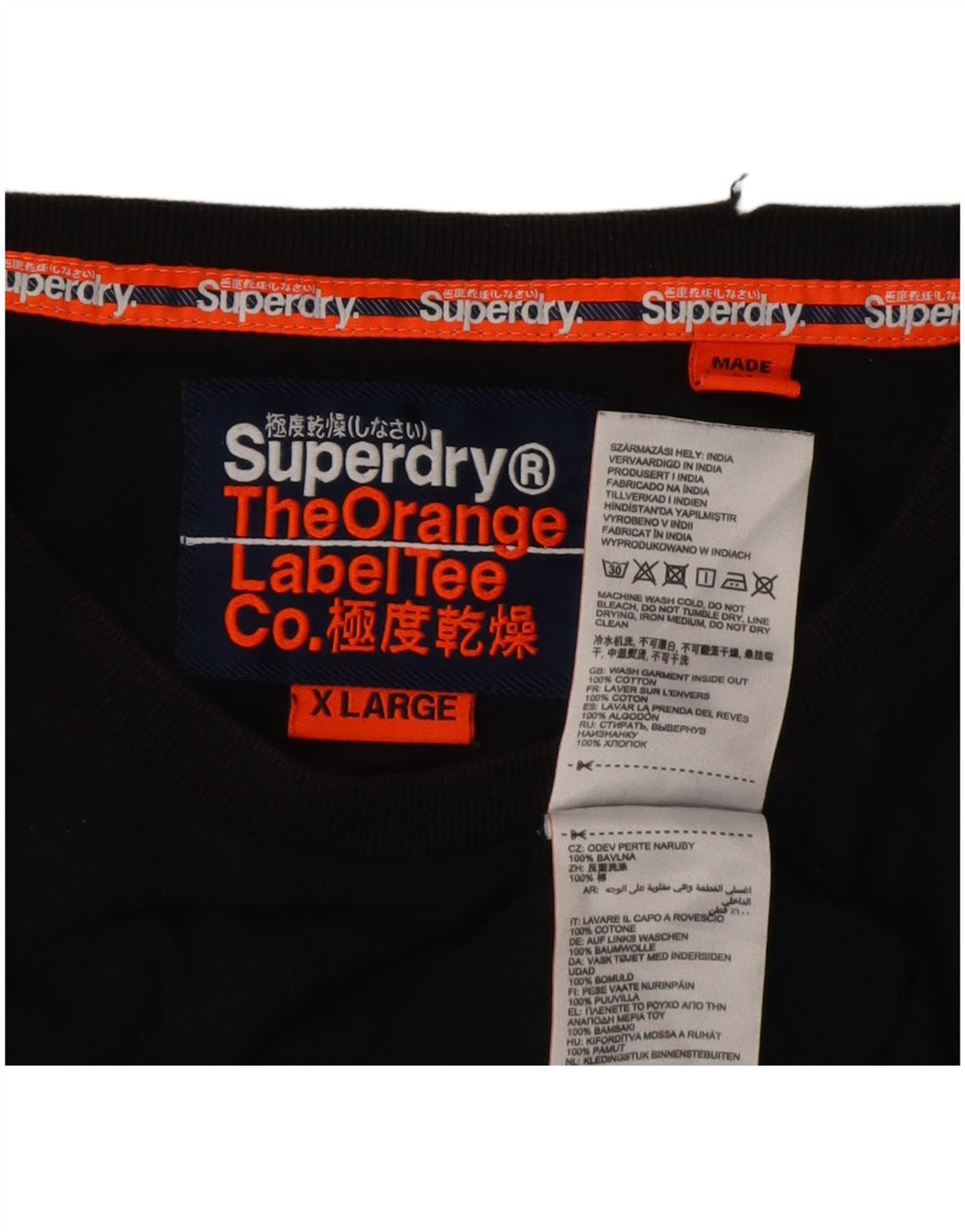 Superdry Herren T-Shirt Top XL Schwarz Baumwolle
