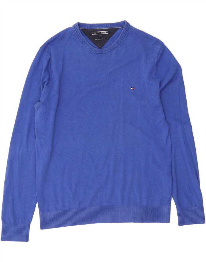 TOMMY HILFIGER Mens Crew Neck Jumper Sweater Large Blue Cotton Vintage Tommy Hilfiger and Second-Hand Tommy Hilfiger from Messina Hembry 