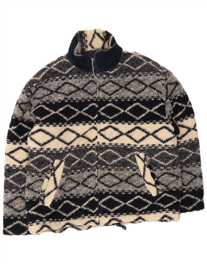 Wampum Herren Bomberjacke UK 44 2XL Graues geometrisches Polyester