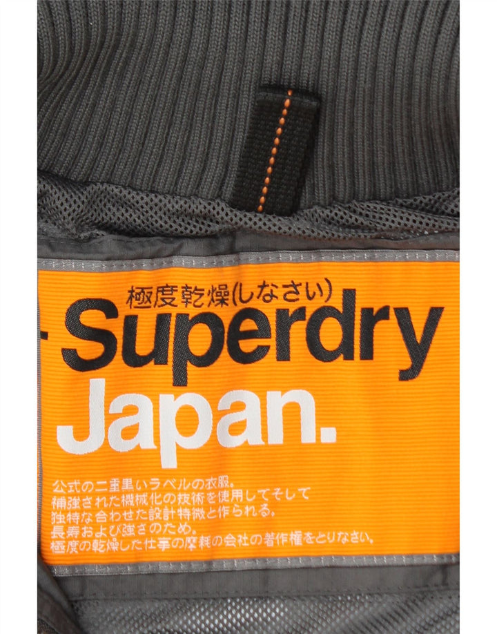 SUPERDRY Damen-Regenjacke mit Grafik, UK 14, Mittelgrau, Polyamid