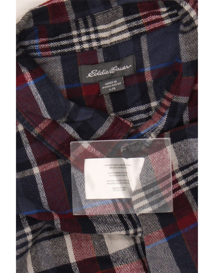 EDDIE BAUER Herren-Flanellhemd, groß, marineblau, kariert, Baumwolle