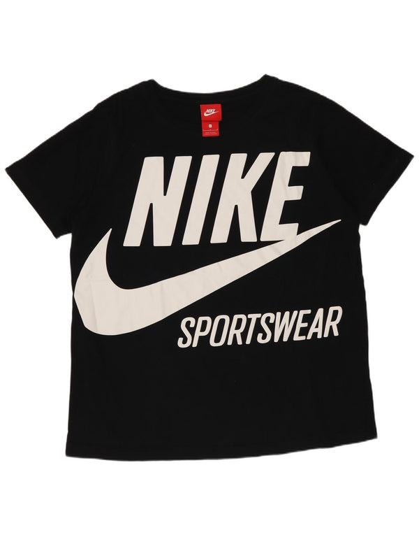 Nike Damen Graphic T-Shirt Top UK 16 Large Schwarz