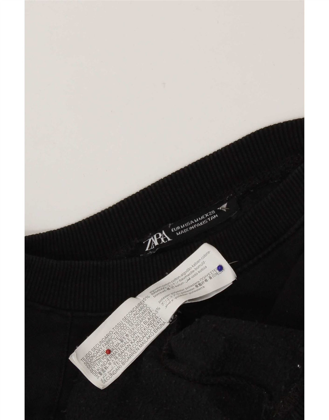 Zara Damen Crop Oversized Sweatshirt Pullover UK 14 Mittelschwarze Baumwolle
