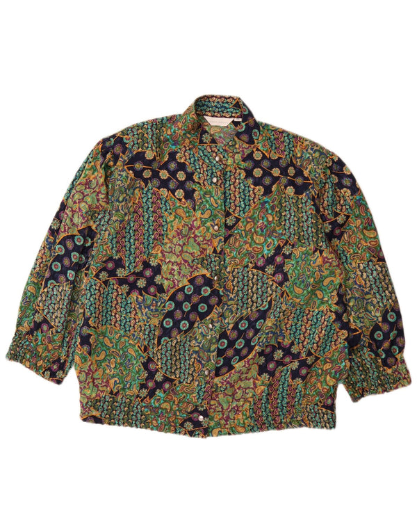 Vintage Damen 3/4-Ärmel-Hemdbluse IT 46 Großes mehrfarbiges Paisleymuster