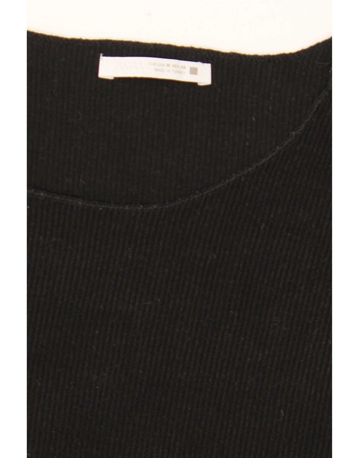 Zara Damen T-Shirt Top UK 14 Medium Schwarz