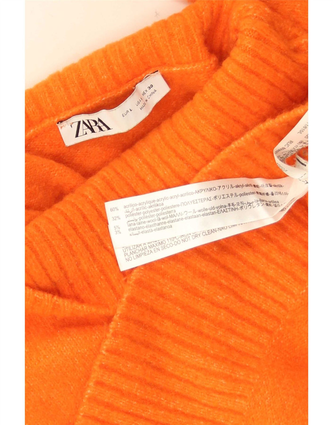Zara Damen-Pullover mit Rollkragen, übergroß, Größe 40, Orange, Acryl