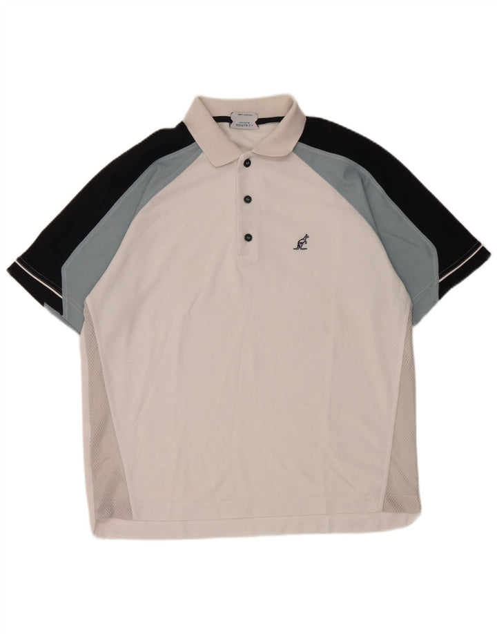 AUSTRALIAN L'ALPINA Herren-Poloshirt, groß, weißes Farbblock-Polyester