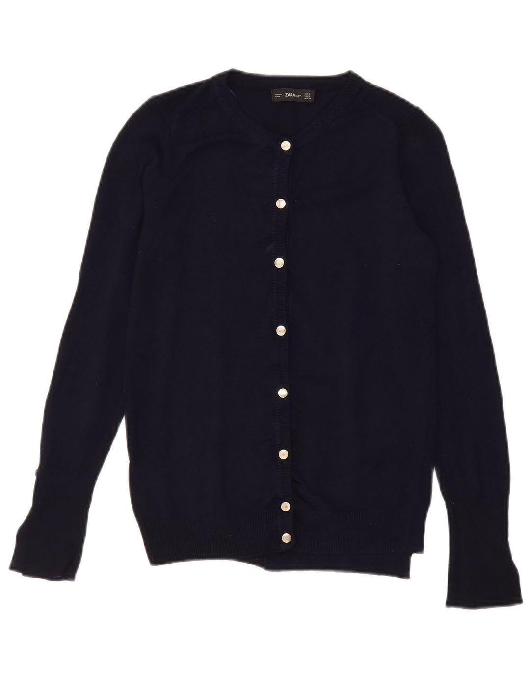 ZARA Womens Cardigan Sweater UK 10 Small Navy Blue Viscose