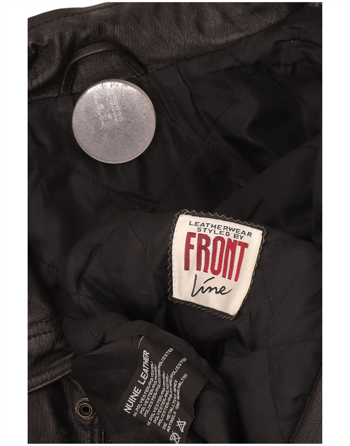 Front Line Herren Lederjacke UK 50 2XL Schwarzes Leder