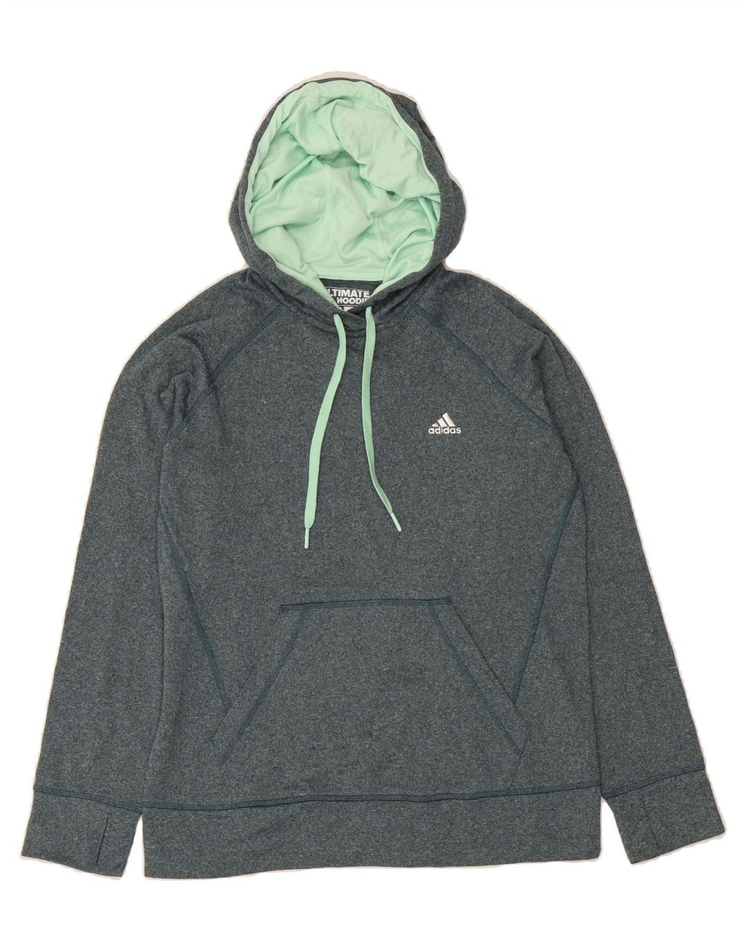 ADIDAS Womens Climawarm Hoodie Jumper UK 14 Medium Green Polyester Vintage Adidas and Second-Hand Adidas from Messina Hembry 