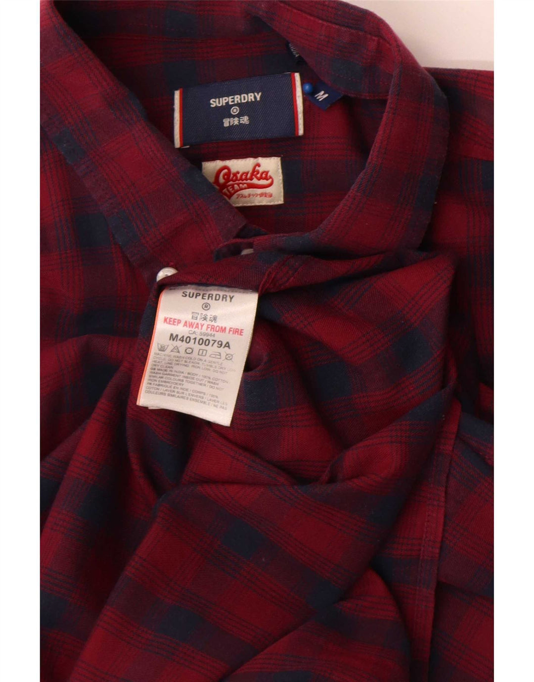 Superdry Herren-Flanellhemd, mittelgroß, Burgunderrot, kariert, Baumwolle