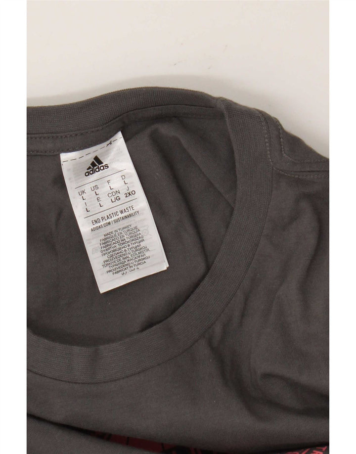 Adidas Herren Grafik T-Shirt Top Large Grau Baumwolle