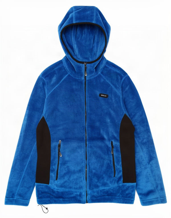 Brugi Herren-Fleecejacke mit Kapuze, UK 40, groß, blaues Farbblock-Polyester