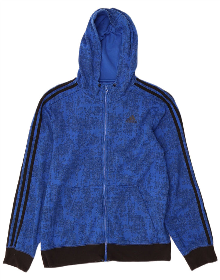 ADIDAS Herren-Kapuzenpullover mit Reißverschluss, mittelblau, Batik-Polyester