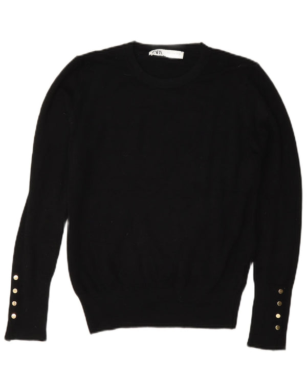 Zara Damen-Pullover mit Rundhalsausschnitt, Gr. 14, mittlere schwarze Viskose