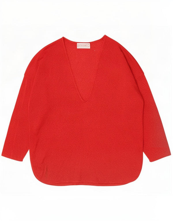 Stefanel Womens Oversized Top Langarm UK 10 Small Red Flecked Rayon