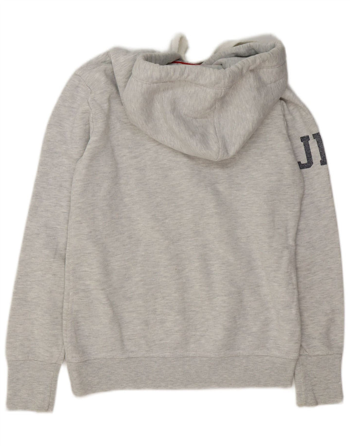 Superdry Graphic Hoodie-Pullover für Damen, UK 12, mittelgrau gefleckte Baumwolle