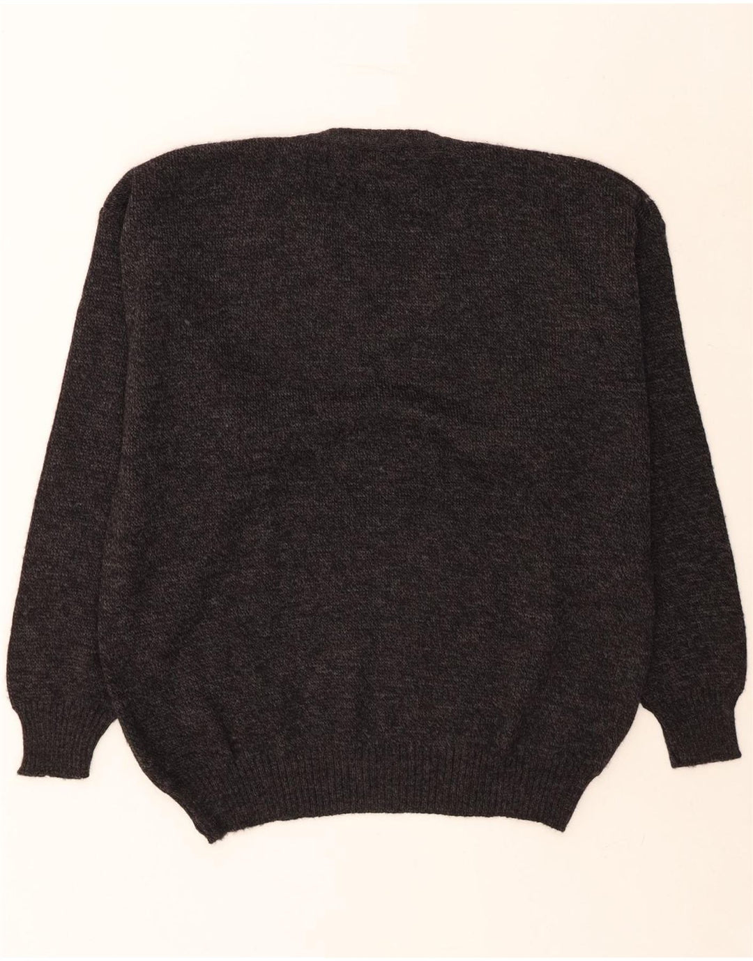GIEMME Mens V-Neck Jumper Sweater XL Grey Geometric Acrylic Vintage Giemme and Second-Hand Giemme from Messina Hembry 