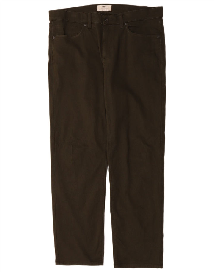 MARKS & SPENCER Gerade Freizeithose für Herren, W36, L31, Khaki, Baumwolle