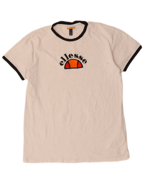 Ellesse Womens Graphic T-Shirt Top UK 8 Small Weiße Baumwolle