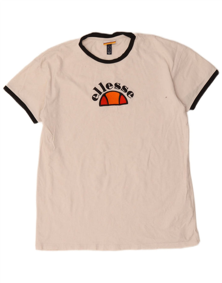 Ellesse Womens Graphic T-Shirt Top UK 8 Small Weiße Baumwolle