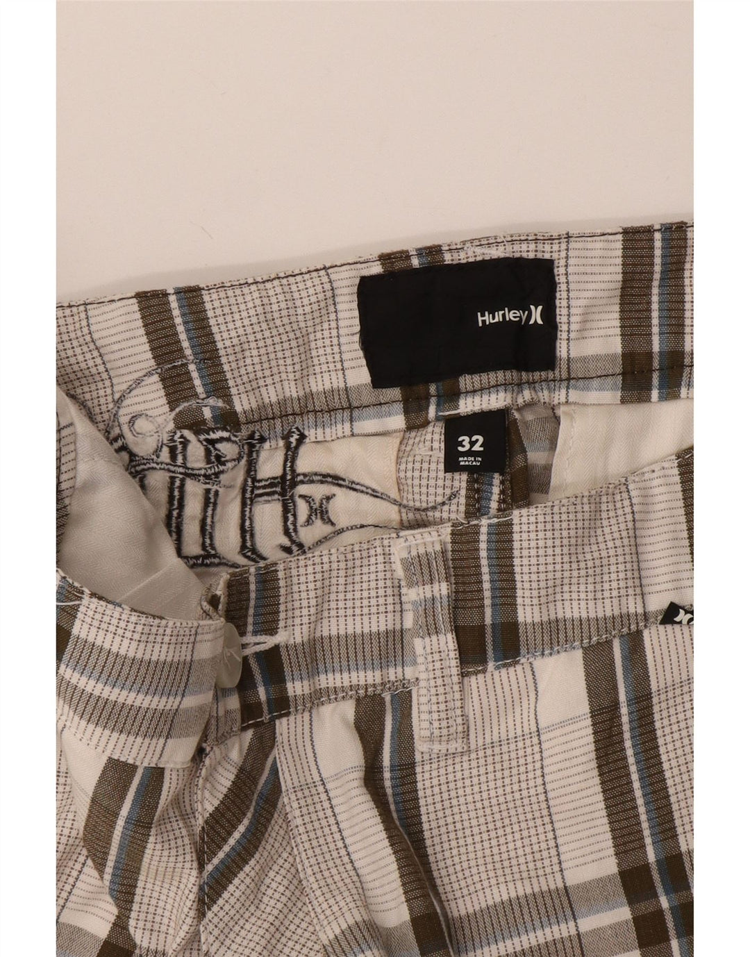 Hurley Herren Chinoshorts W32 Mittelgrau kariert
