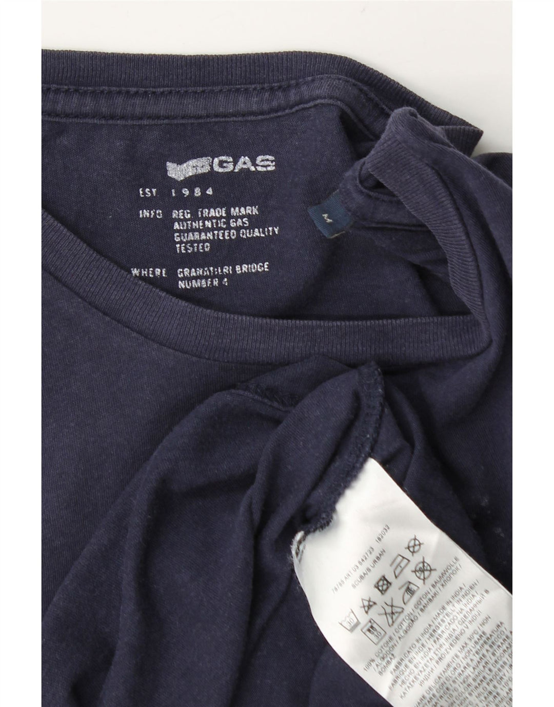 Gas Herren-T-Shirt mit Grafik, mittlere Marineblau-Baumwolle
