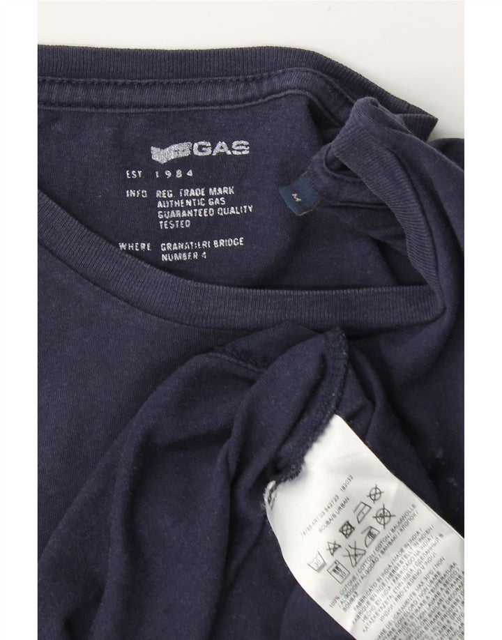 Gas Herren-T-Shirt mit Grafik, mittlere Marineblau-Baumwolle
