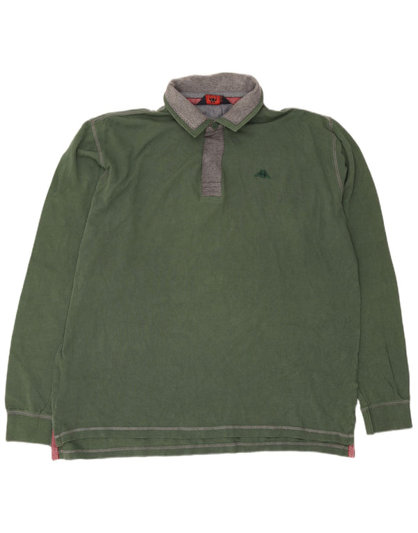 Kappa Herren Langarm-Poloshirt 3XL grüne Baumwolle