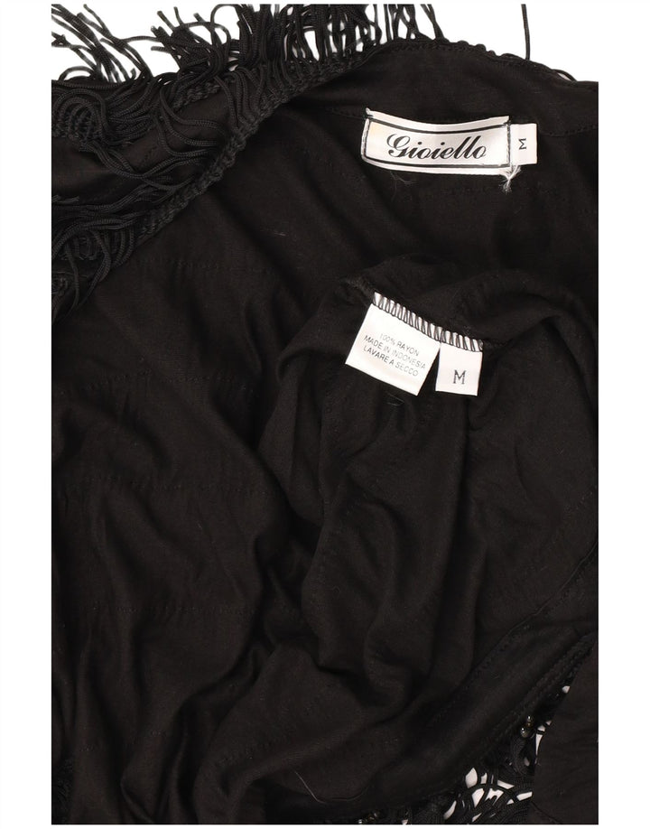 Vintage Damen Weste UK 14 Medium Schwarz Rayon