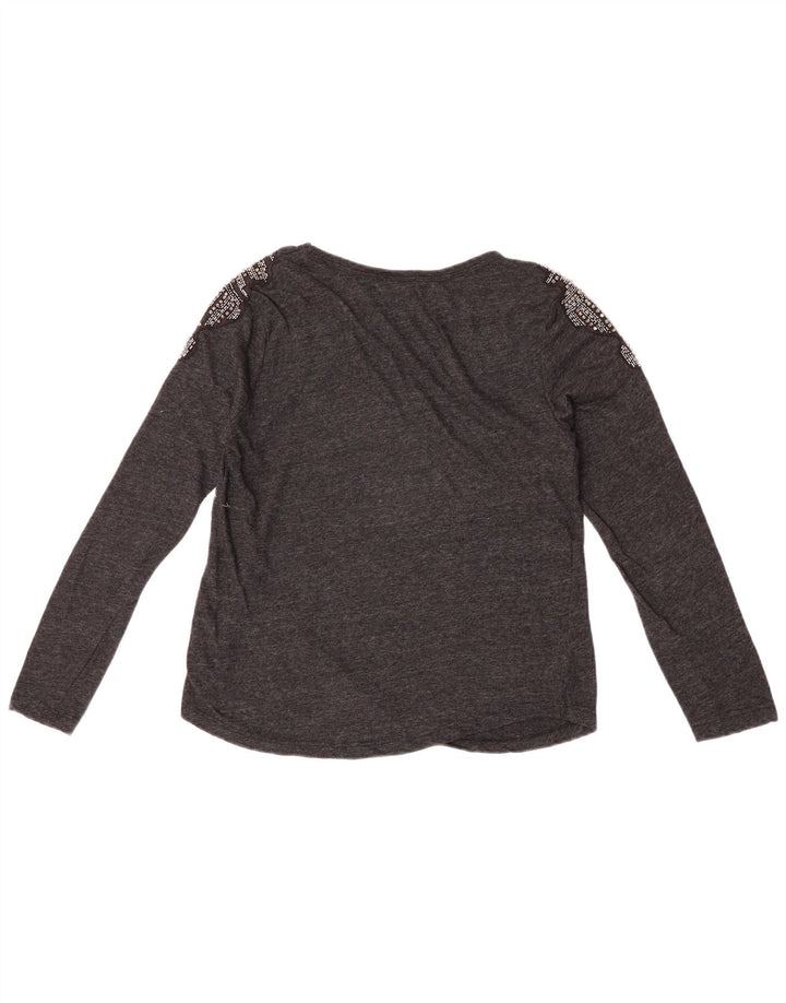 Zara Damen-Blusenoberteil, UK-Größe 10, Größe S, graue Baumwolle
