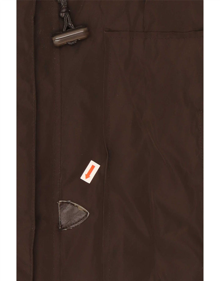 Trussardi Jeans Wattierter Damenmantel mit Kapuze IT 46 Large Braun Polyester