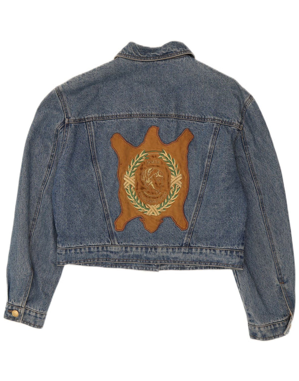 Roccobarocco Damen Graphic Crop Denim Jacke UK 14 Mittelblauer Farbblock