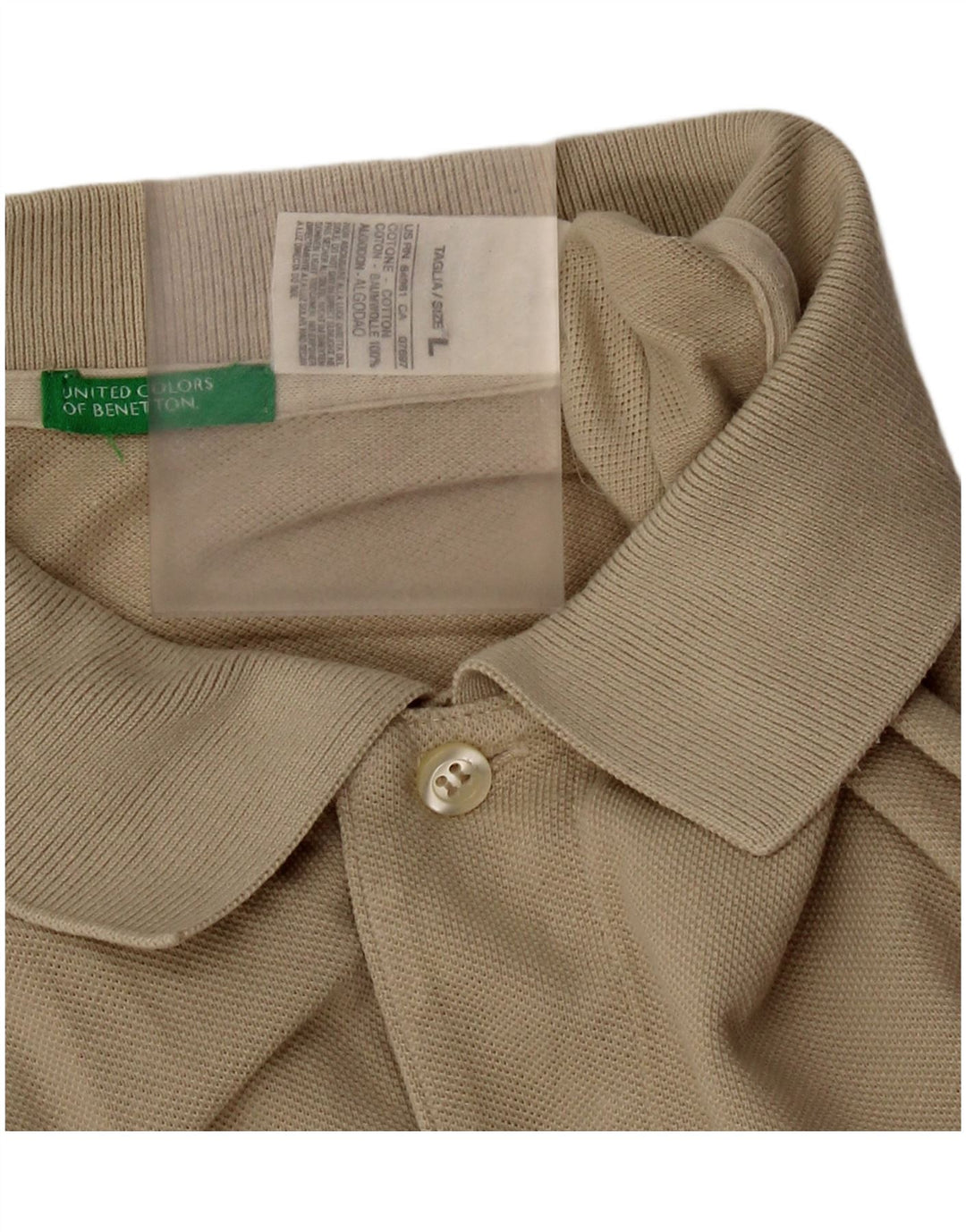Benetton Herren-Poloshirt, groß, Khaki, Baumwolle