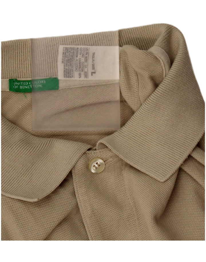 Benetton Herren-Poloshirt, groß, Khaki, Baumwolle