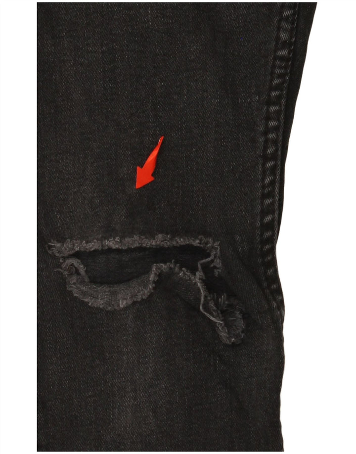 ZARA Damen Distressed Crop Skinny Jeans EU 40 Medium W31 L25 Schwarze Baumwolle