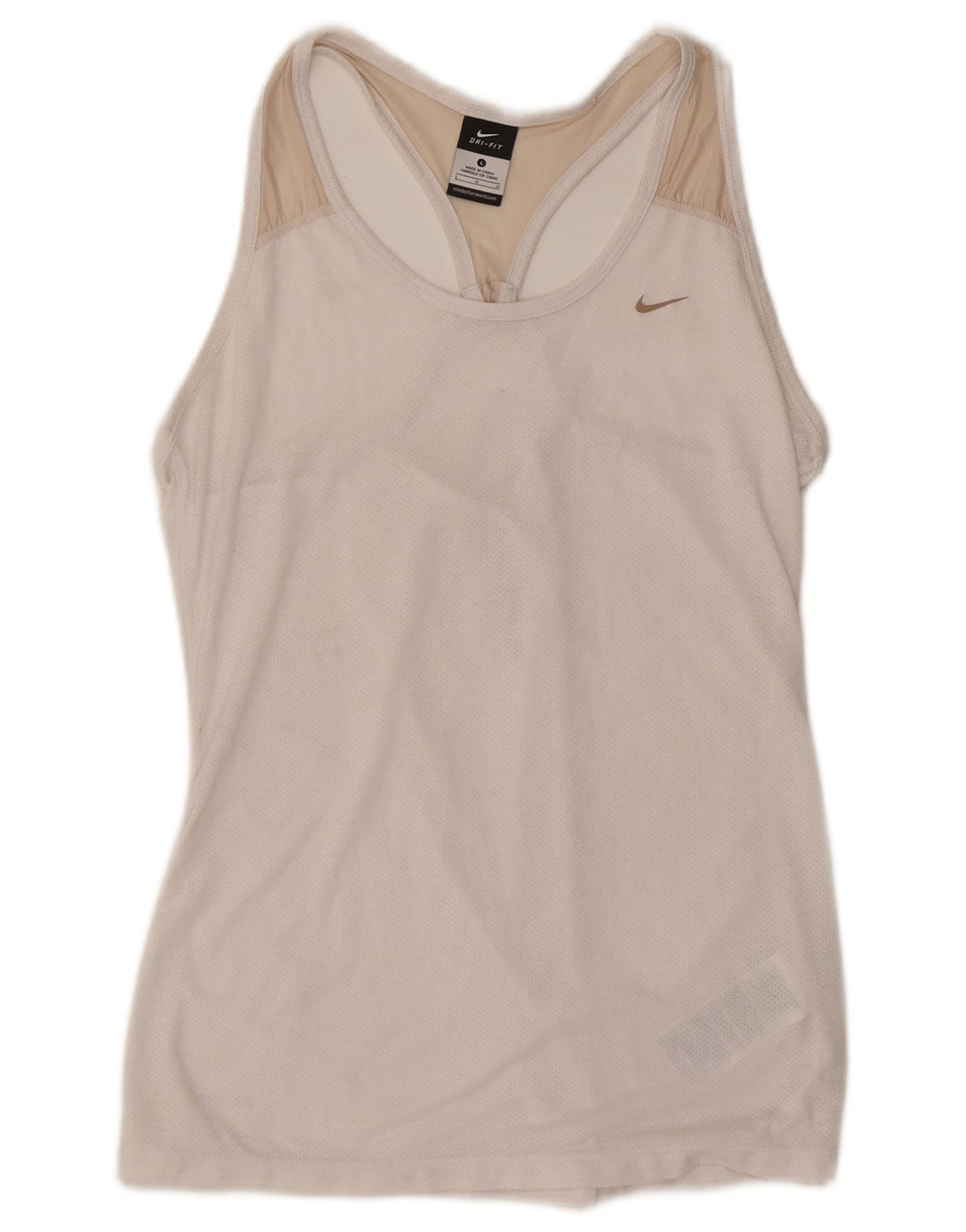 Nike Damen Dri Fit Weste Top UK 14 Large Off White Polyester