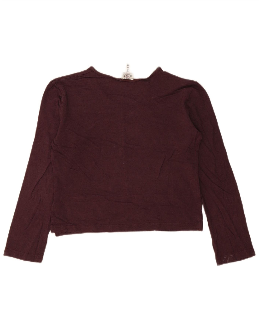 Armani Jeans Damen Crop Top Langarm IT 44 Medium Burgunder Viskose