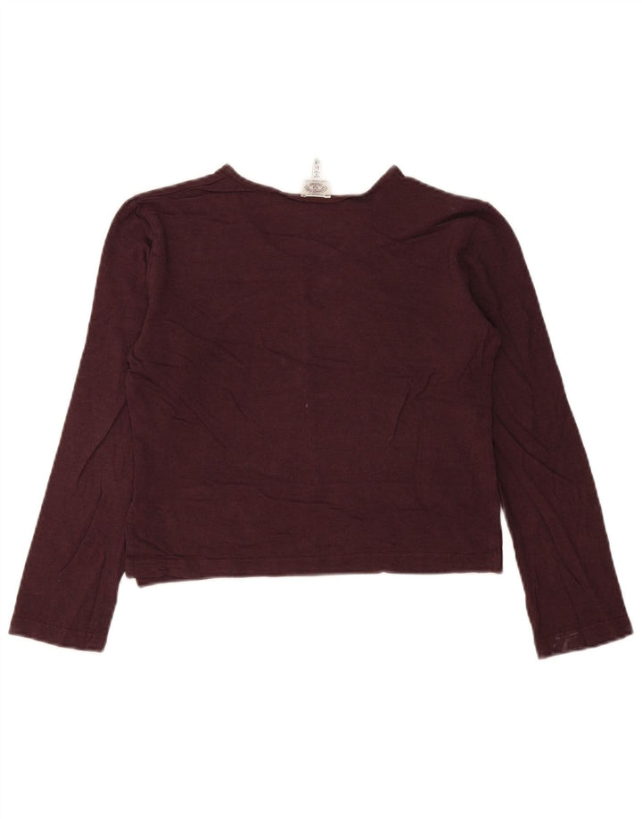 Armani Jeans Damen Crop Top Langarm IT 44 Medium Burgunder Viskose