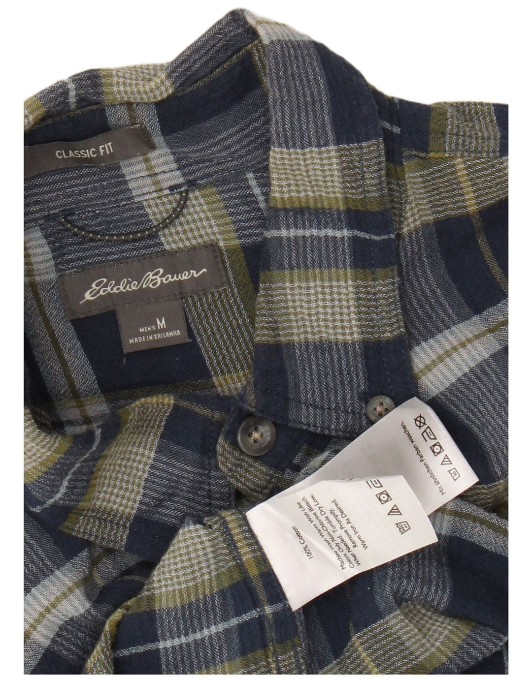 EDDIE BAUER Herren-Flanellhemd mit klassischer Passform, mittlere marineblaue Karo-Baumwolle